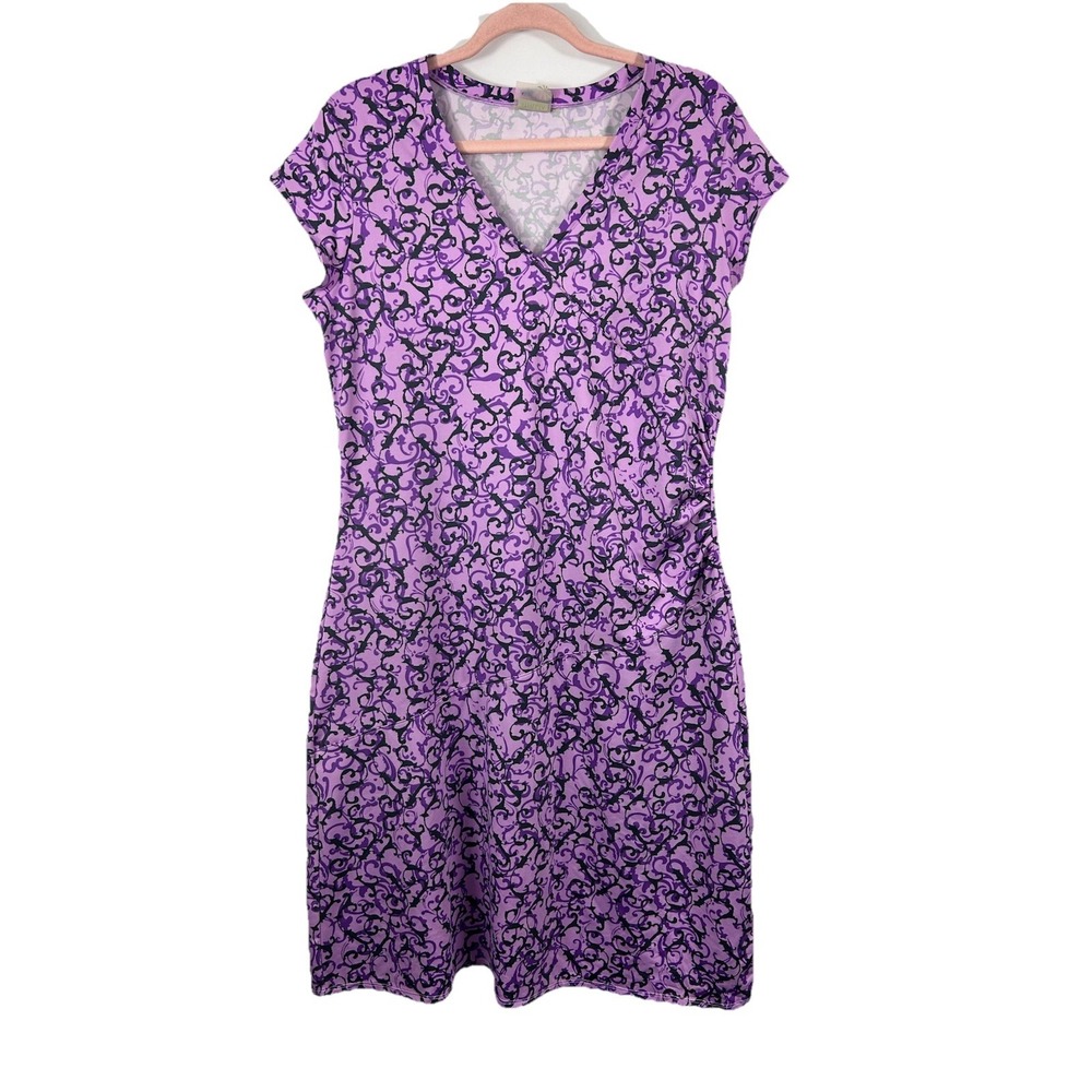 Athleta Lavender Purple Scroll-Print V-Neck Dress
